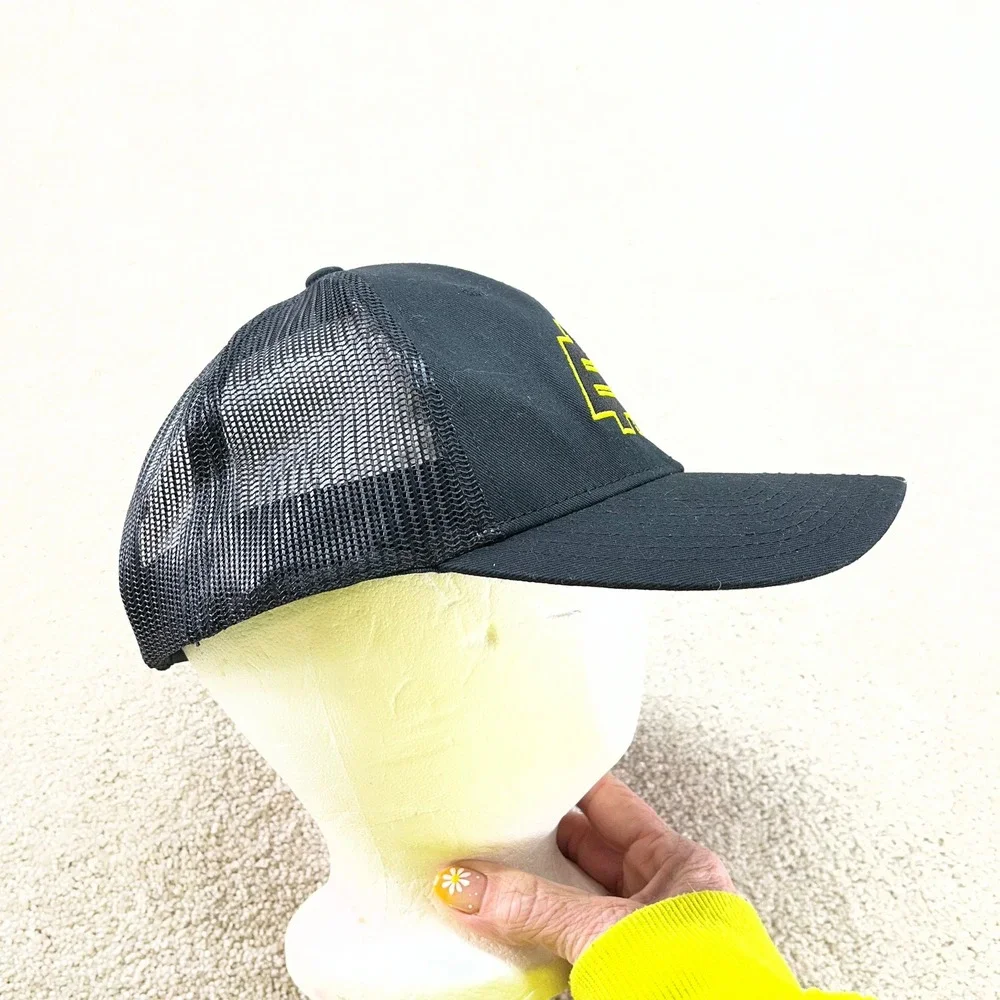 Outdoor Cap Trucker Hat Mens OSFM Black Yellow Logo‎ Snapback Mesh Baseball Cap